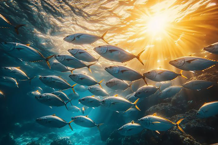 Underwater photo of school of fish