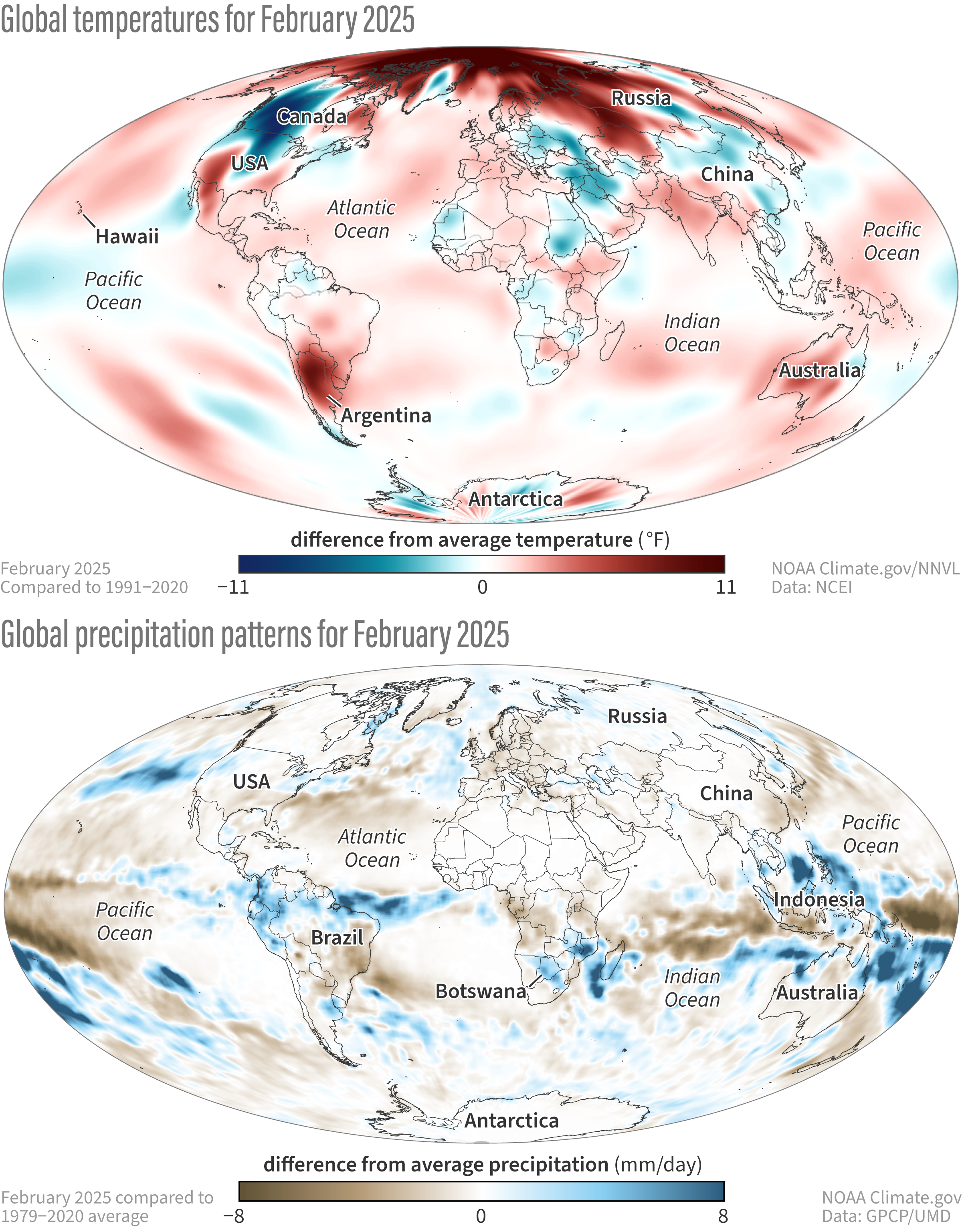 Global climate summary for February 2025