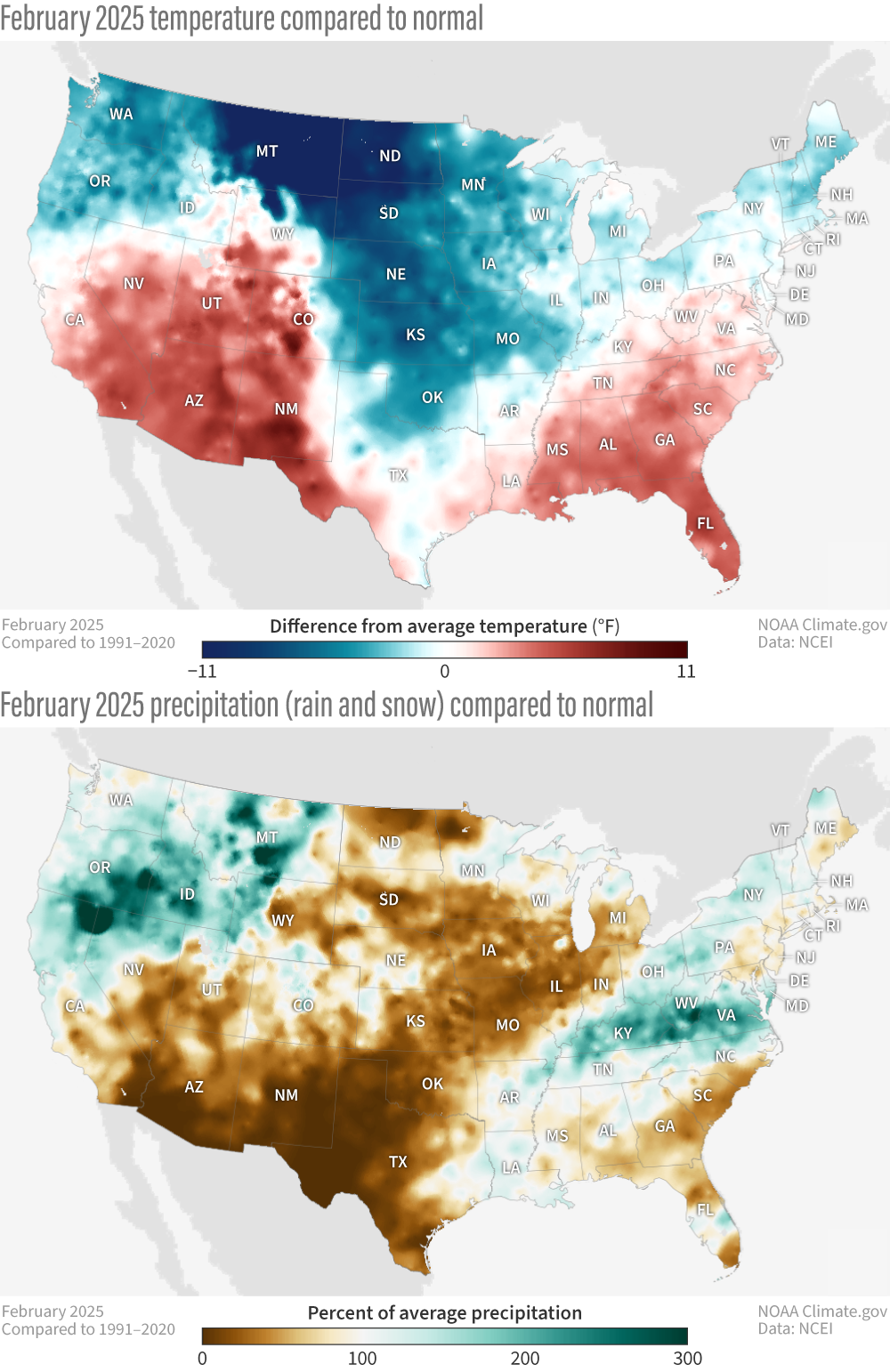 U.S. climate summary for February 2025