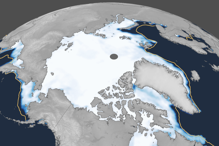 A thumbnail map of Arctic sea ice concentrations on March 22, 2025