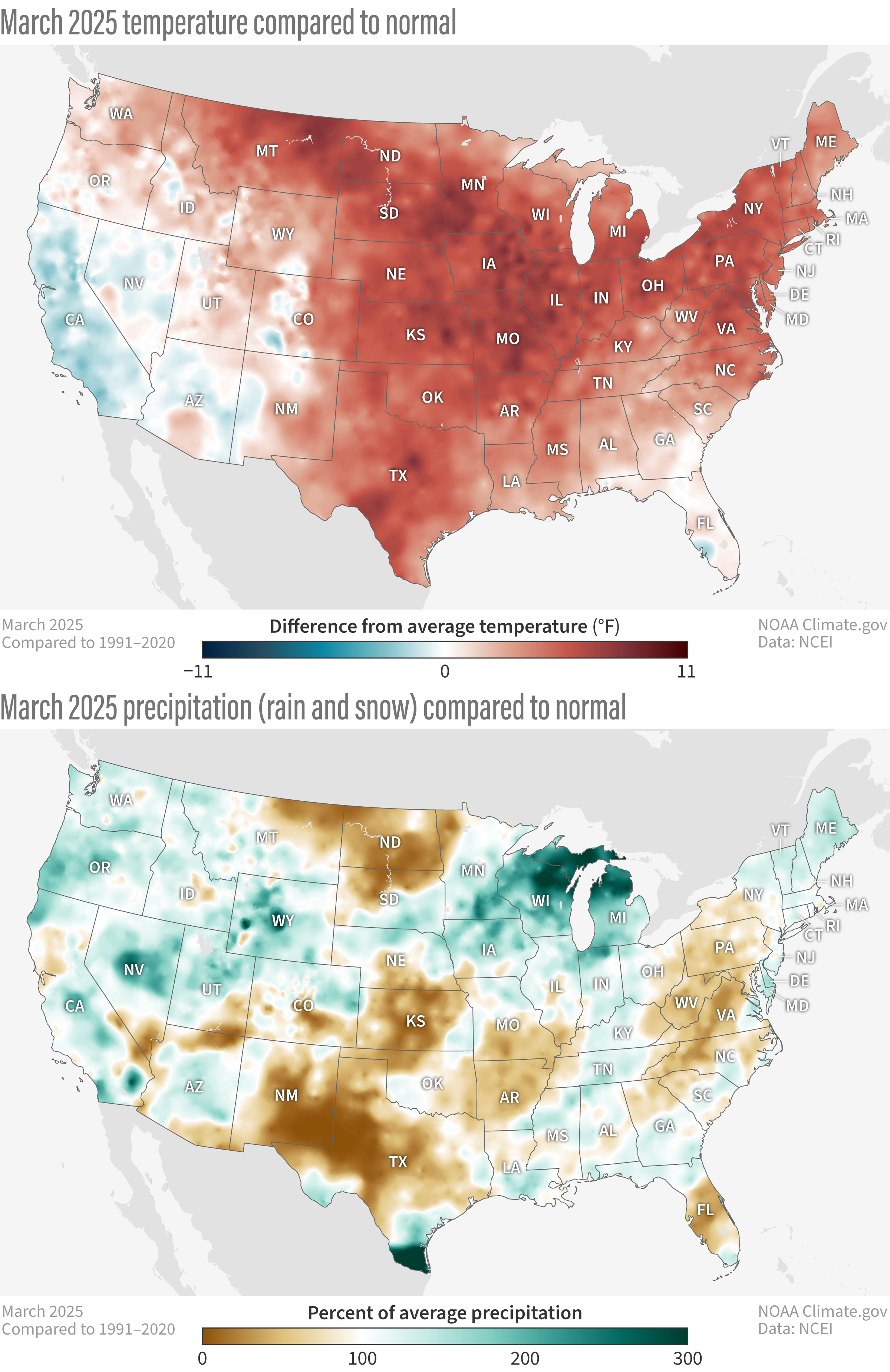 U.S. climate summary for March 2025