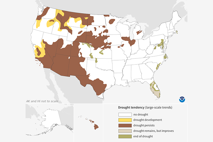 Small example image of the monthly drought outlook