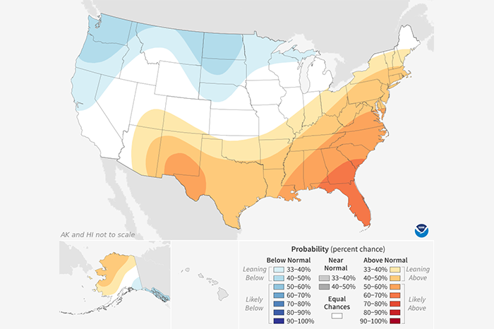 Small example image of the monthly temperature outlook
