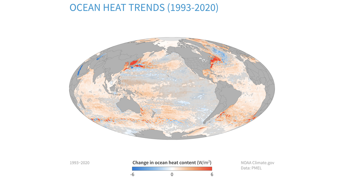 Map of ocean heat content