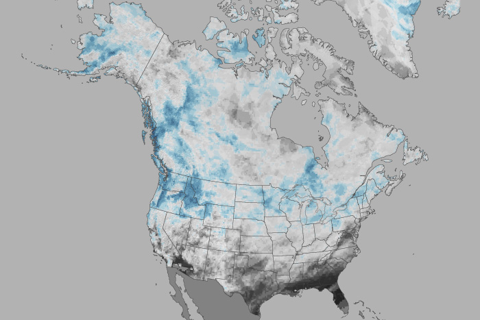 thumbnail map of number of winters with above-average snowfall out of 22 La Niña winters (January-March) since 1959