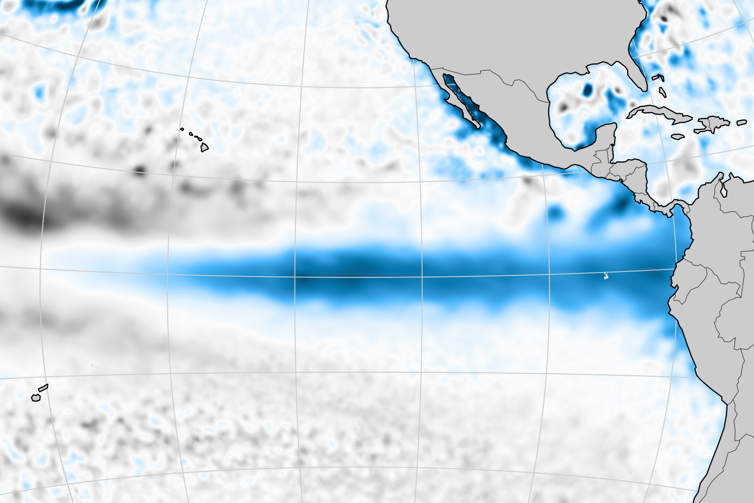 map of sea level anomalies in the Pacific Ocean in October 2026