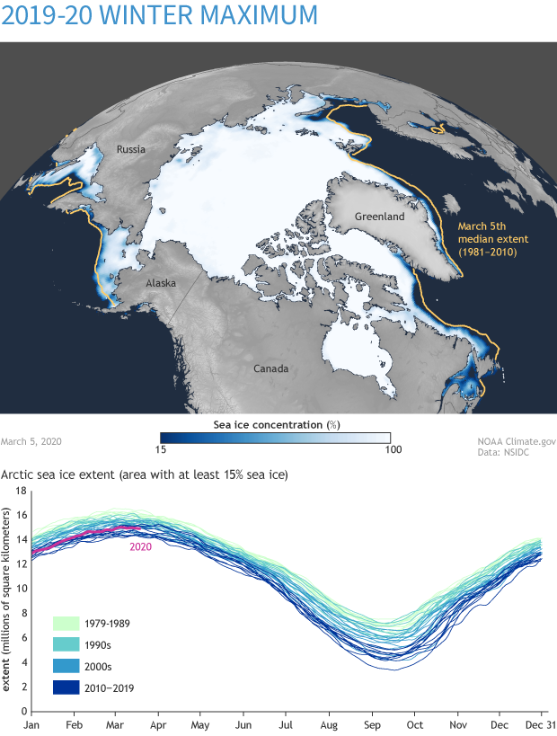 Unexceptional Arctic sea ice maximum in 2020