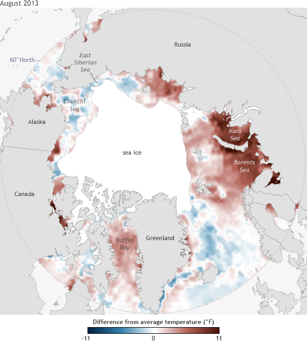 2013 Arctic Report Card: Arctic boundary waters warmer than average in summer 