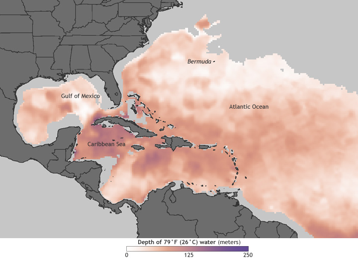 Deep layer of hurricane-friendly water still present in Caribbean Sea