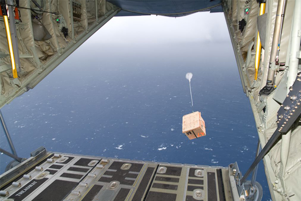 drifter toppling from the cargo bay of a plane