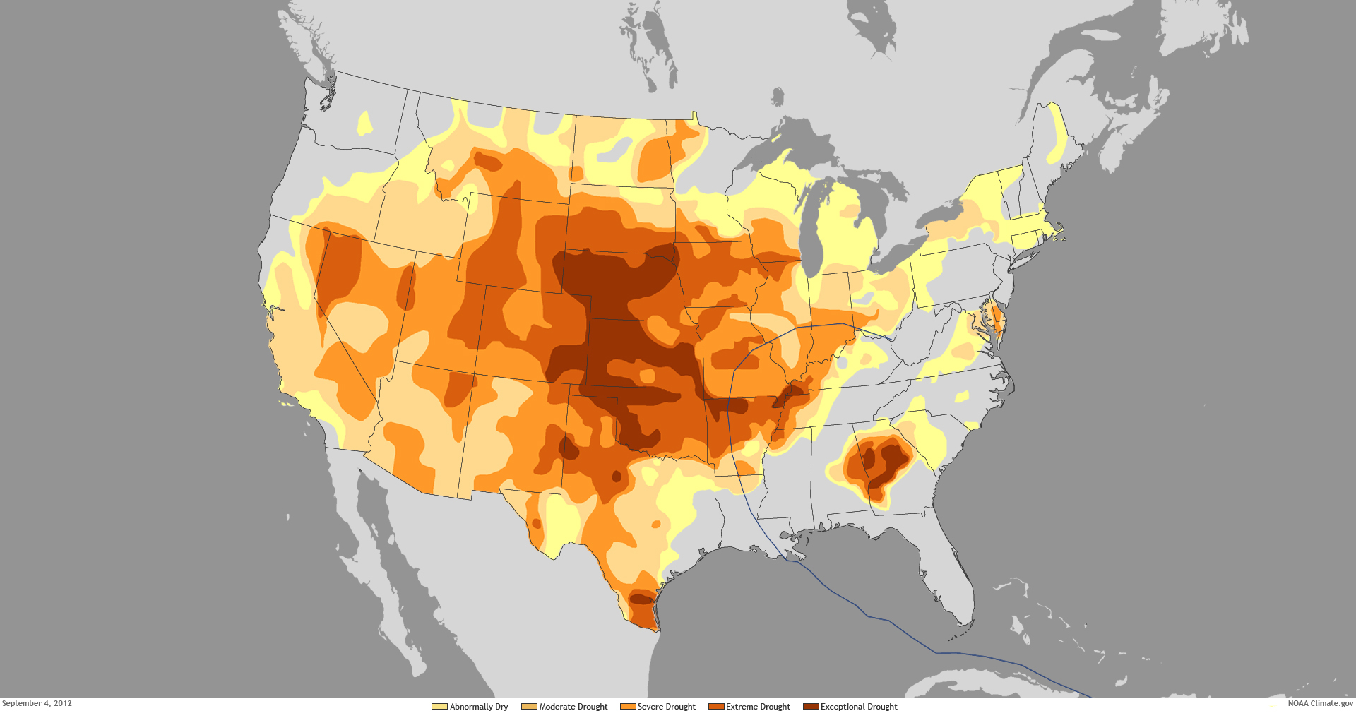 Image of U.S. drought map from September 4, 2012