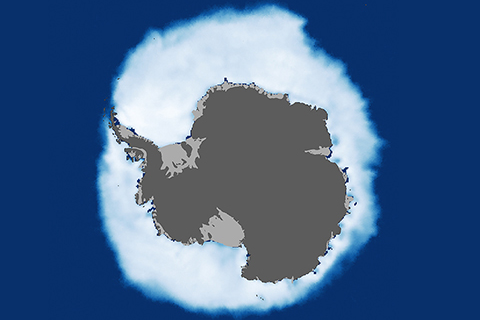 map of sea ice around Antarctica at the winter maximum