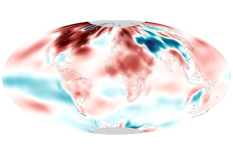 Temperature anomaly map