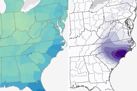 How do rainfall totals predicted for Florence compare to an average September in the U.S. Southeast? 