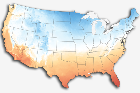 Average January temperatures across the contiguous United States (1981-2010)