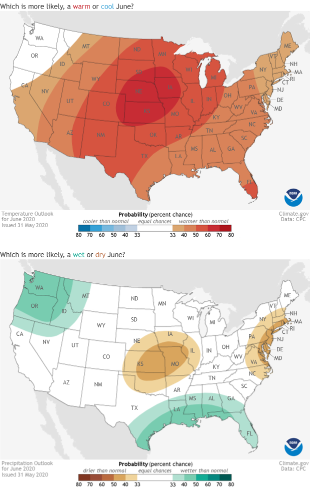 June 2020 temperature and precipitation outlook