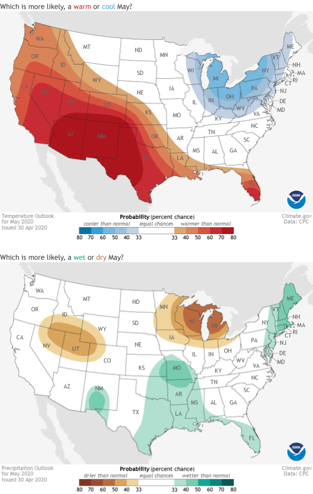 May 2020 temperature and precipitation outlook