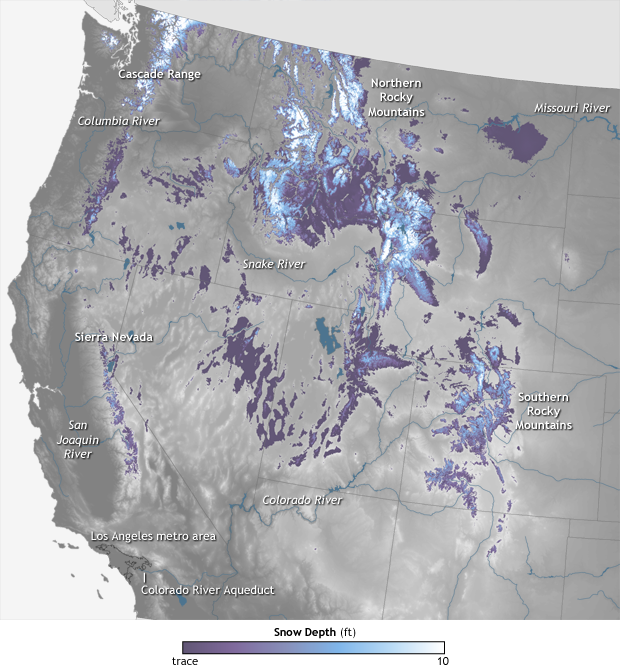 Snowpack across the U.S. West, May 12, 2014
