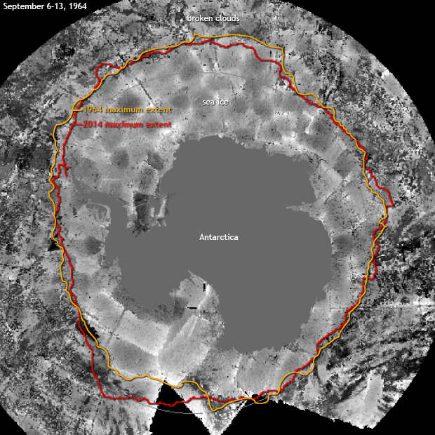 Earliest satellite images of Antarctica reveal highs and lows for sea ice in the 1960s