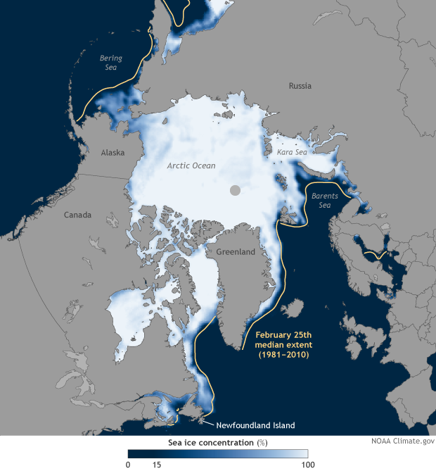Arctic sea ice winter maximum may be smallest on record