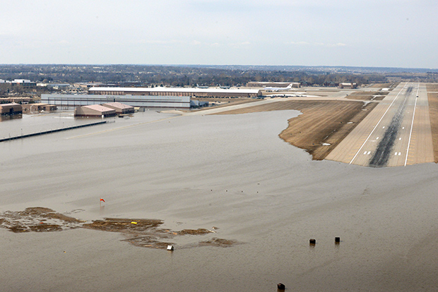 Flooded parts of Nebraska's Offutt Air Force Base on March 17, 2019