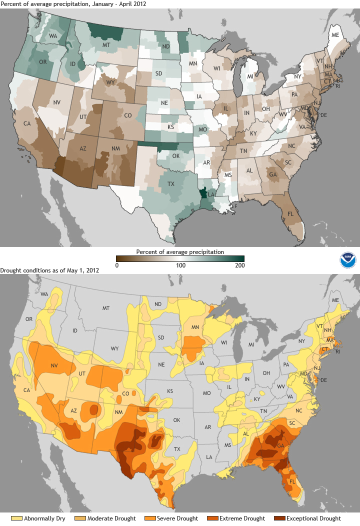 A dry beginning for 2012 across much of U.S.