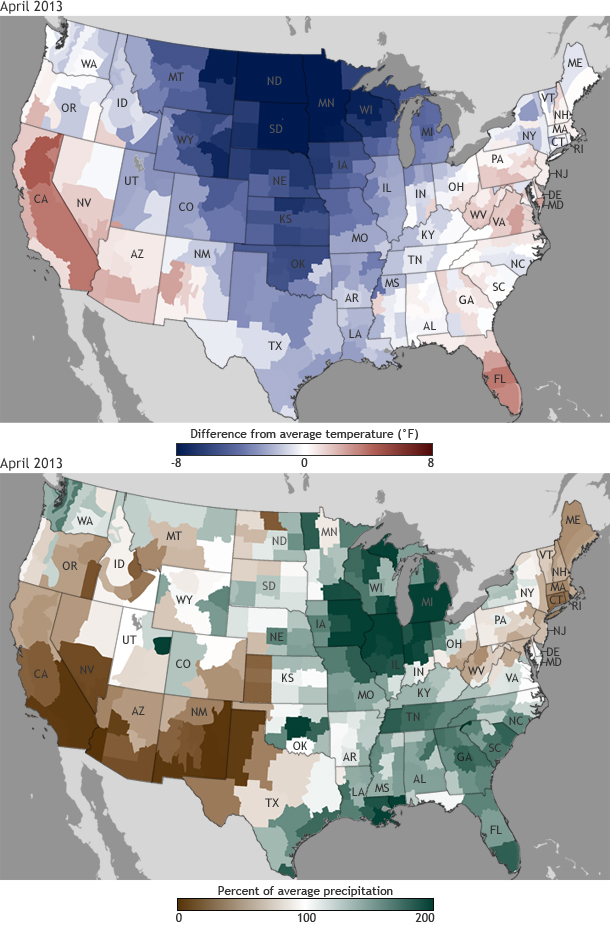 April 2013 Cool & Stormy for U.S.
