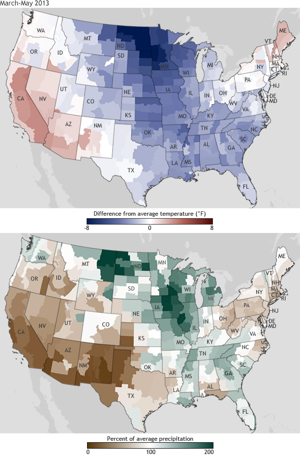 Spring 2013 Recap: Cool temperatures dominate the U.S.
