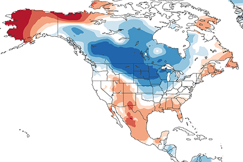 Temperature anomaly map