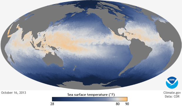 Data Snapshots: Sea Surface Temperature on October 16, 2013