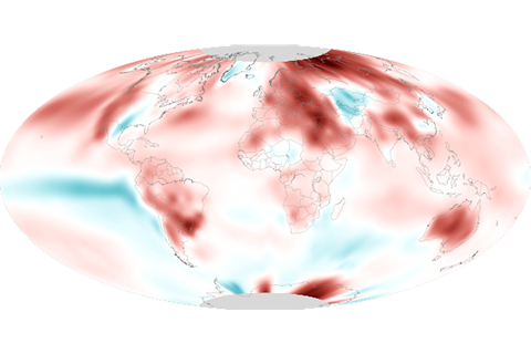 Temperature anomaly map