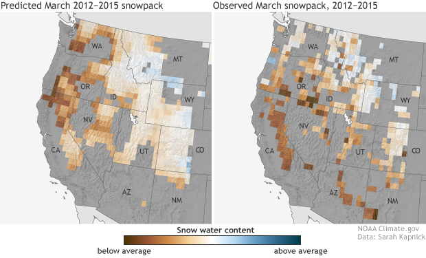 In some places, experimental NOAA models could have predicted Western snow drought eight months in advance