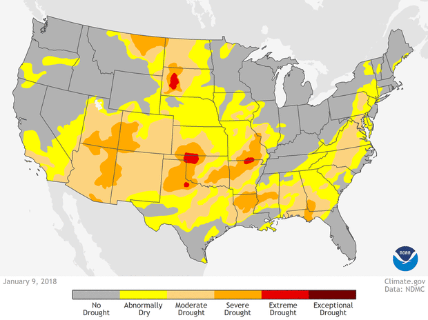 Exceptional drought in parts of seven states in U.S. Southwest