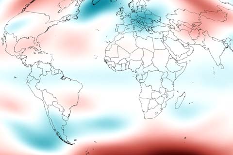 Stratosphere Temperature Anomaly 2012 map