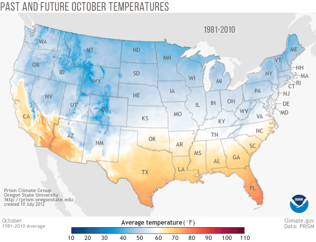 What will average U.S. temperatures look like in future Octobers?