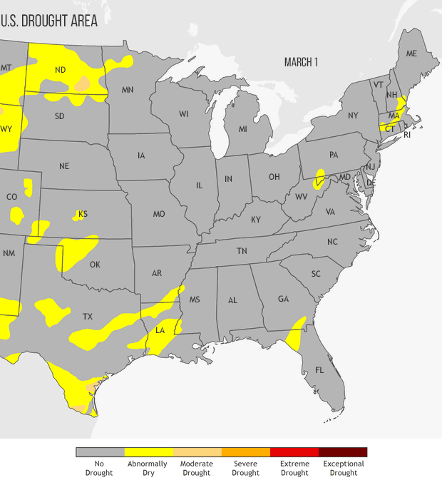 Drought is building in places other than California