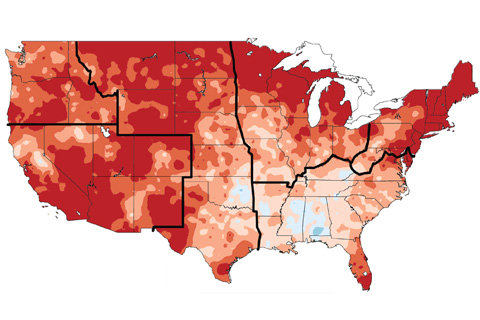 Observed trend in temperature from 1900 to 2012