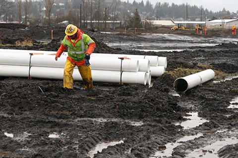 Construction in the rain