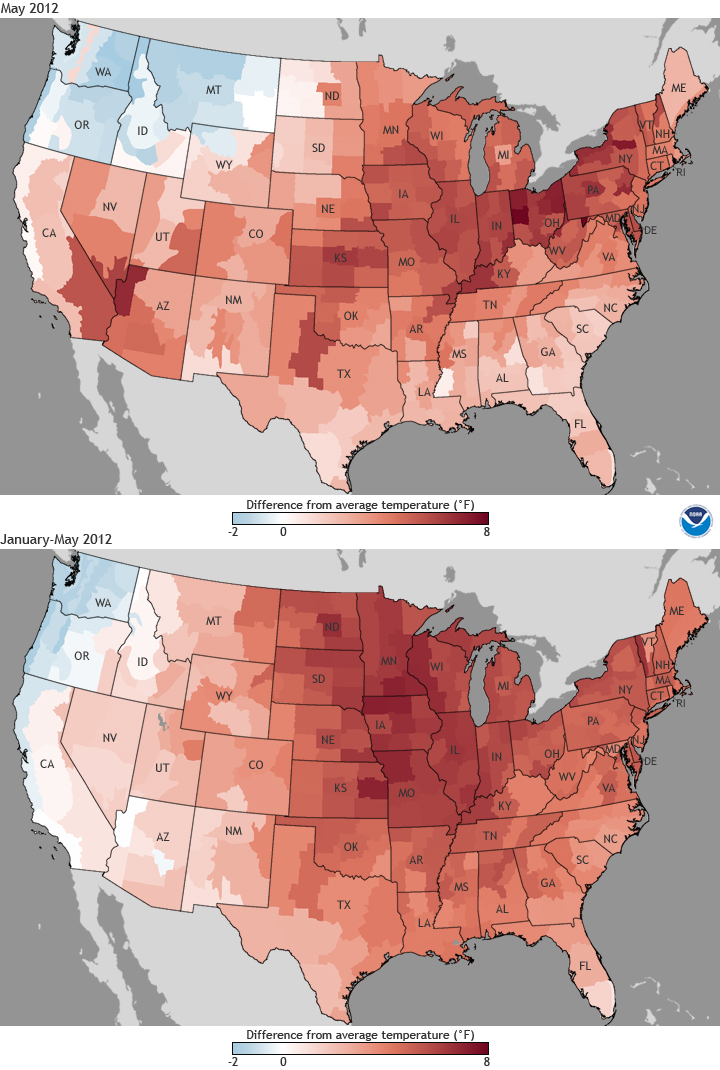 At End of May, Year-to-date Temperature Warmest on Record