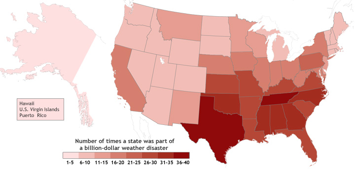 Billion-Dollar Weather Disasters Since 1980