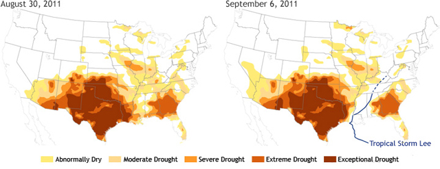 In South, Some Drought Relief from Tropical Storm Lee