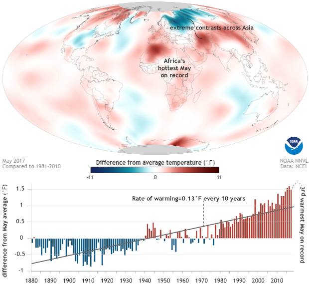 Globe has third warmest May on record