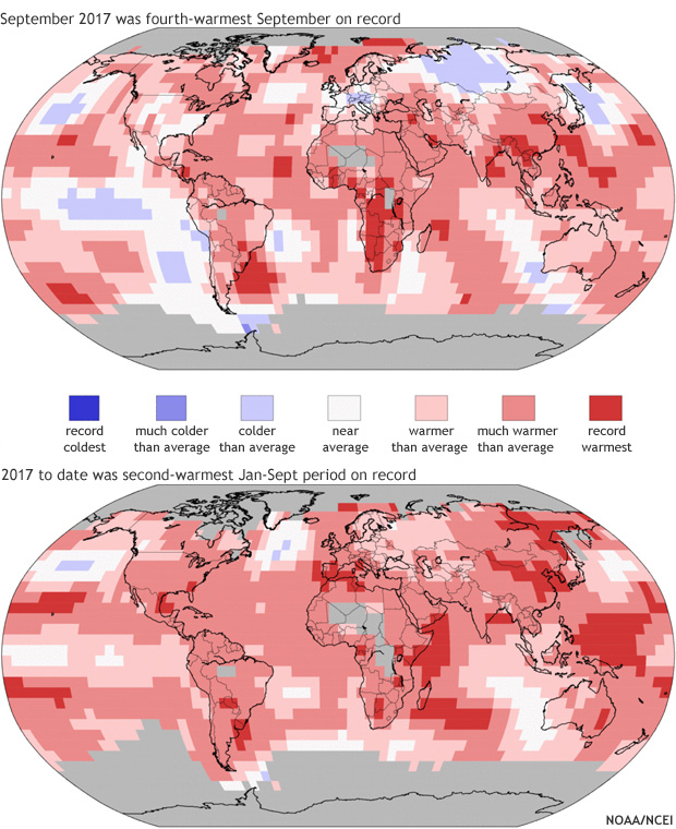 2017 lining up to be among the three warmest years on record