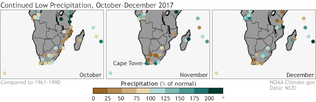 Maps showing poor precipitation in late 2017