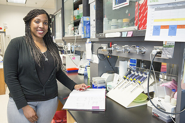 Shae Green in the lab