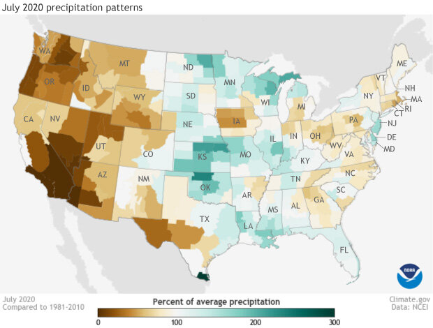 Precipitation anomaly map