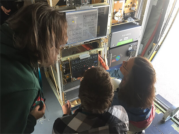 Students inside plane