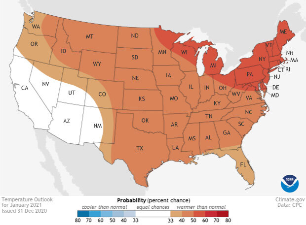 Temperature outlook map