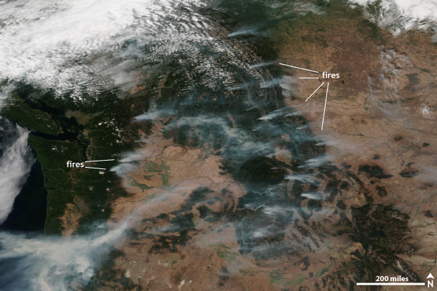Suomi NPP satellite image taken of the western United States on September 2, 2017 using the VIIRS instrument