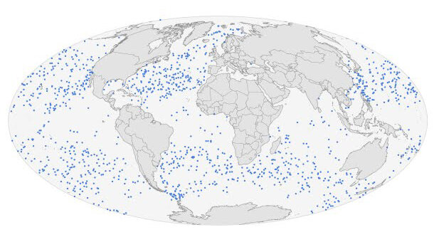 locations of all drifters as of April 26, 2013